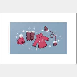 Winter weather snow lover gear cartoon illustration Posters and Art